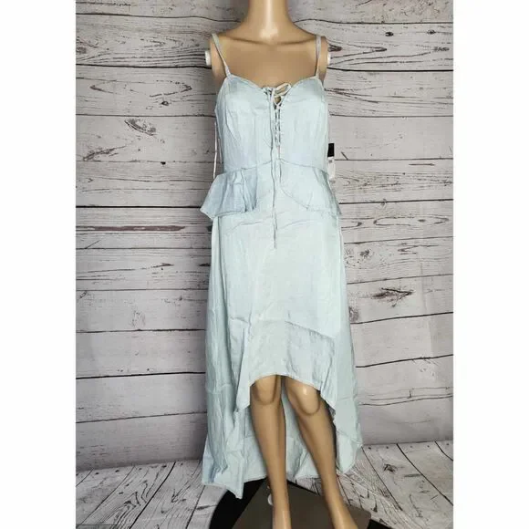 GUESS Chambray High-Low Peplum Dress - Small NWT - Picture 2 of 7